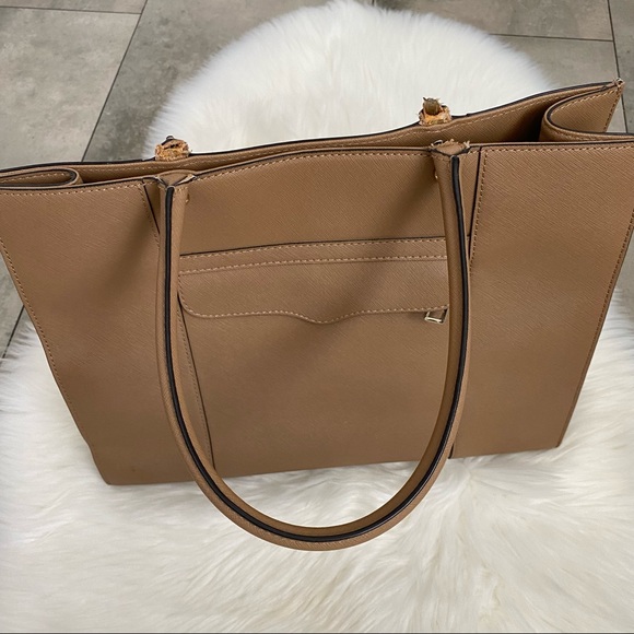 Rebecca Minkoff MAB medium leather canvas tote bag purse - Picture 3 of 10